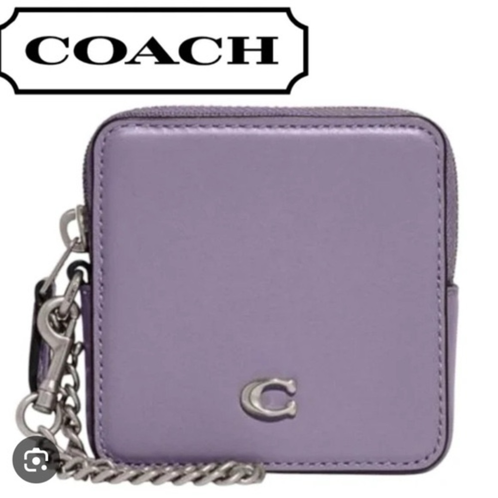 COACH Lilac Leather Zip Wallet with Chain